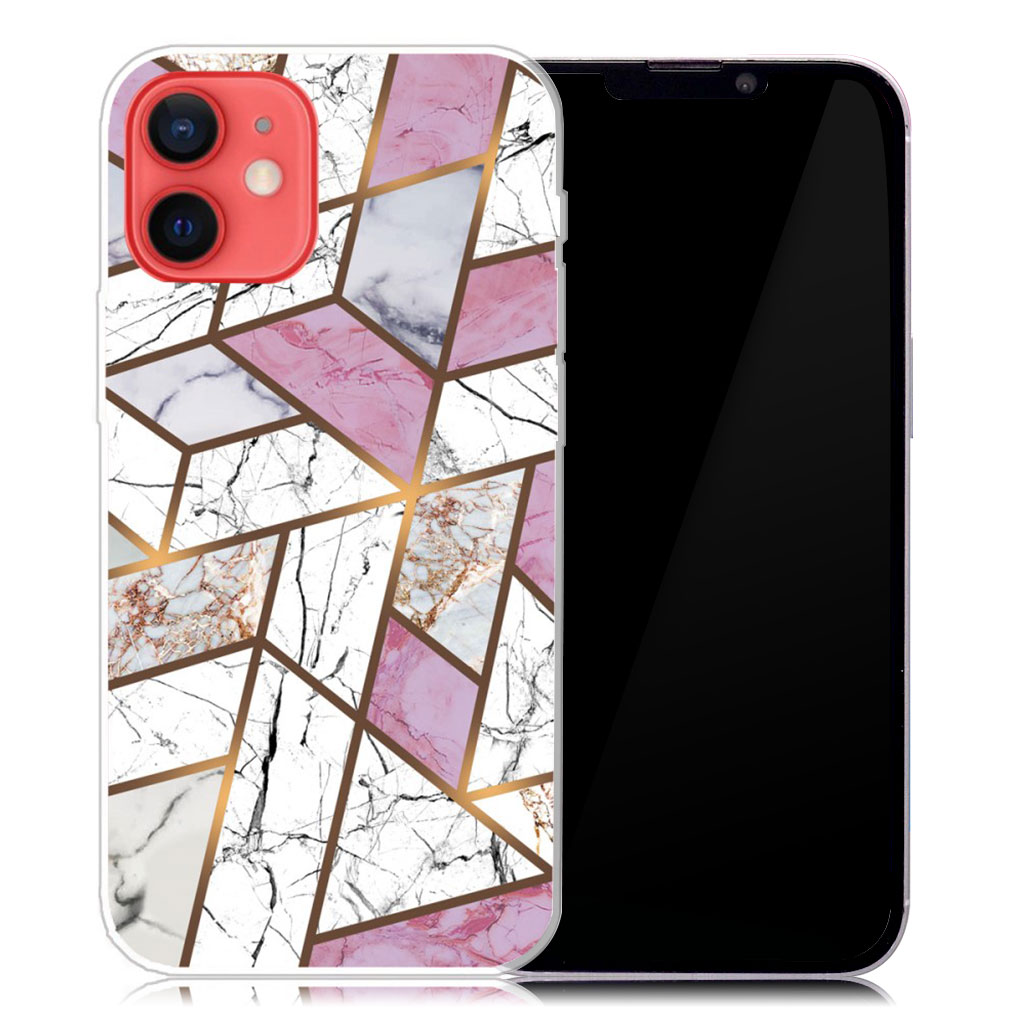 Marmordesign iPhone 13 deksel - Rose / Hvit / Grå Marmor