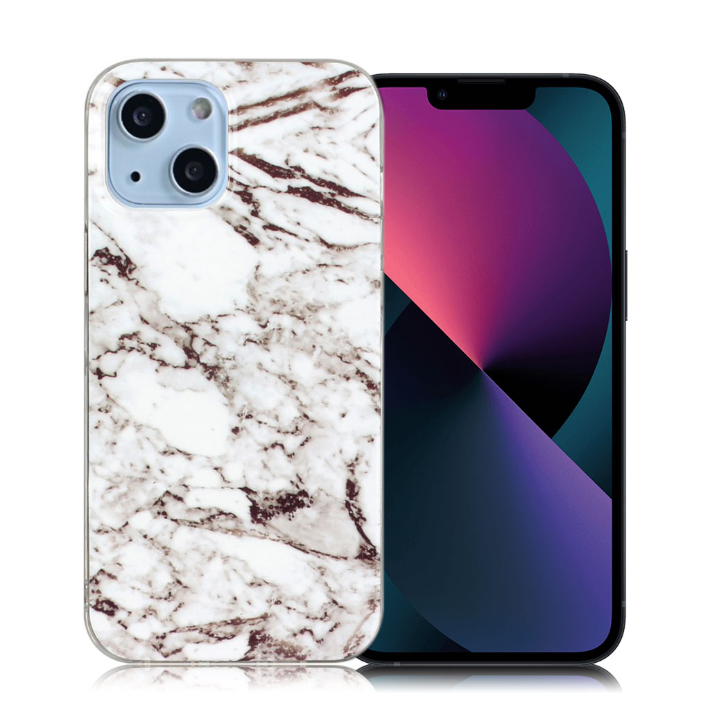 Marmordesign iPhone 13 deksel - Hvit