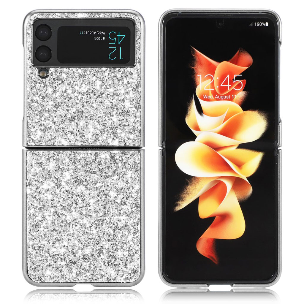 Glitter Samsung Galaxy Z Flip3 5G Etui - Sølv