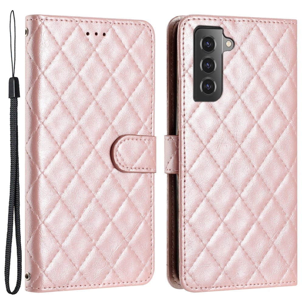 Funksjonelt rombe lommebokdeksel for Samsung Galaxy S22 - Rosa