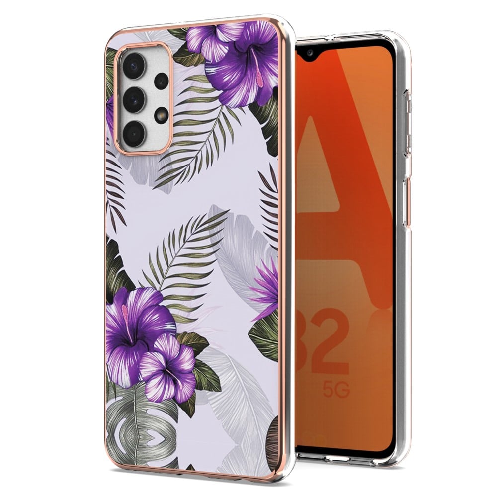 Marmordesign Samsung Galaxy A23 deksel - Lilla Blomster