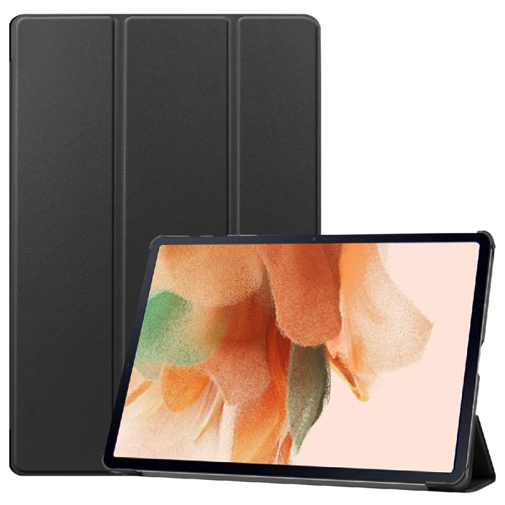 Samsung Galaxy Tab S7 FE trefoldig flip-etui i skinn - Svart