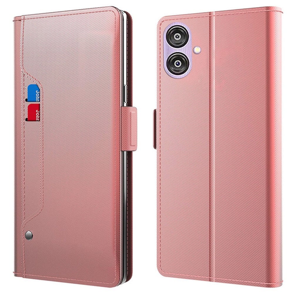 Phone Etui med Make-up Mirror og Slick Design til Samsung Galaxy F04 / A04e / M04 - Rose Gull