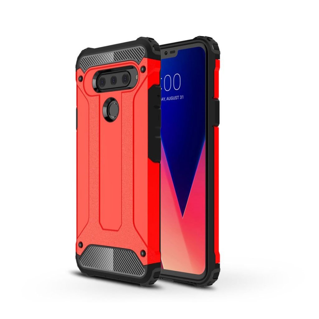 LG V40 Thinq Heavy Duty Robust Hybrid Etui - Rød