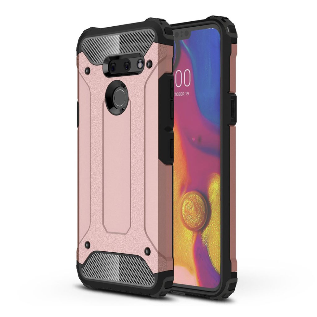 LG G8 Thinq Heavy Duty Hybridetui - Gammelrosa