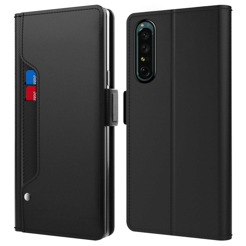 Phone Etui med Make-up Mirror og Slick Design til Sony Xperia 1 II - Svart