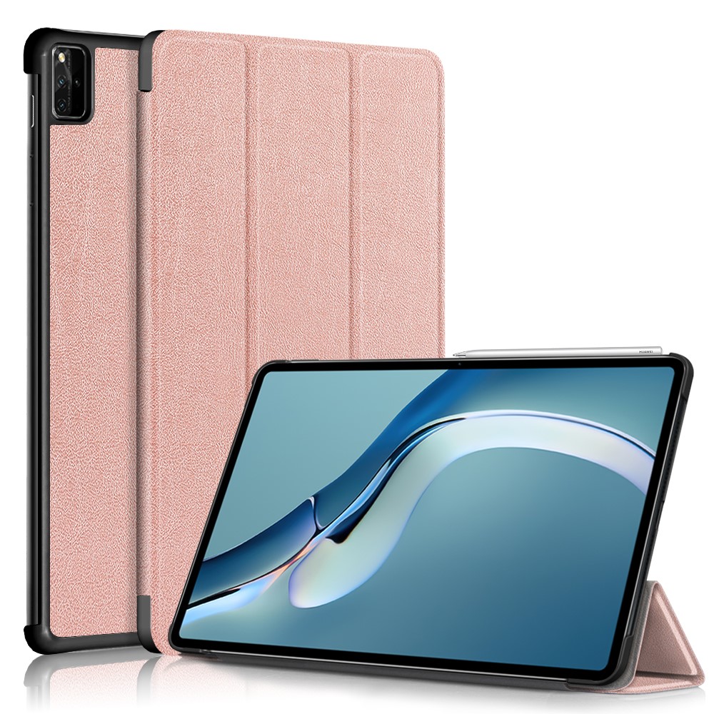 Huawei MatePad Pro 12,6 tommer (2021) trefoldig flip-etui i PU-lær - Rose Gull