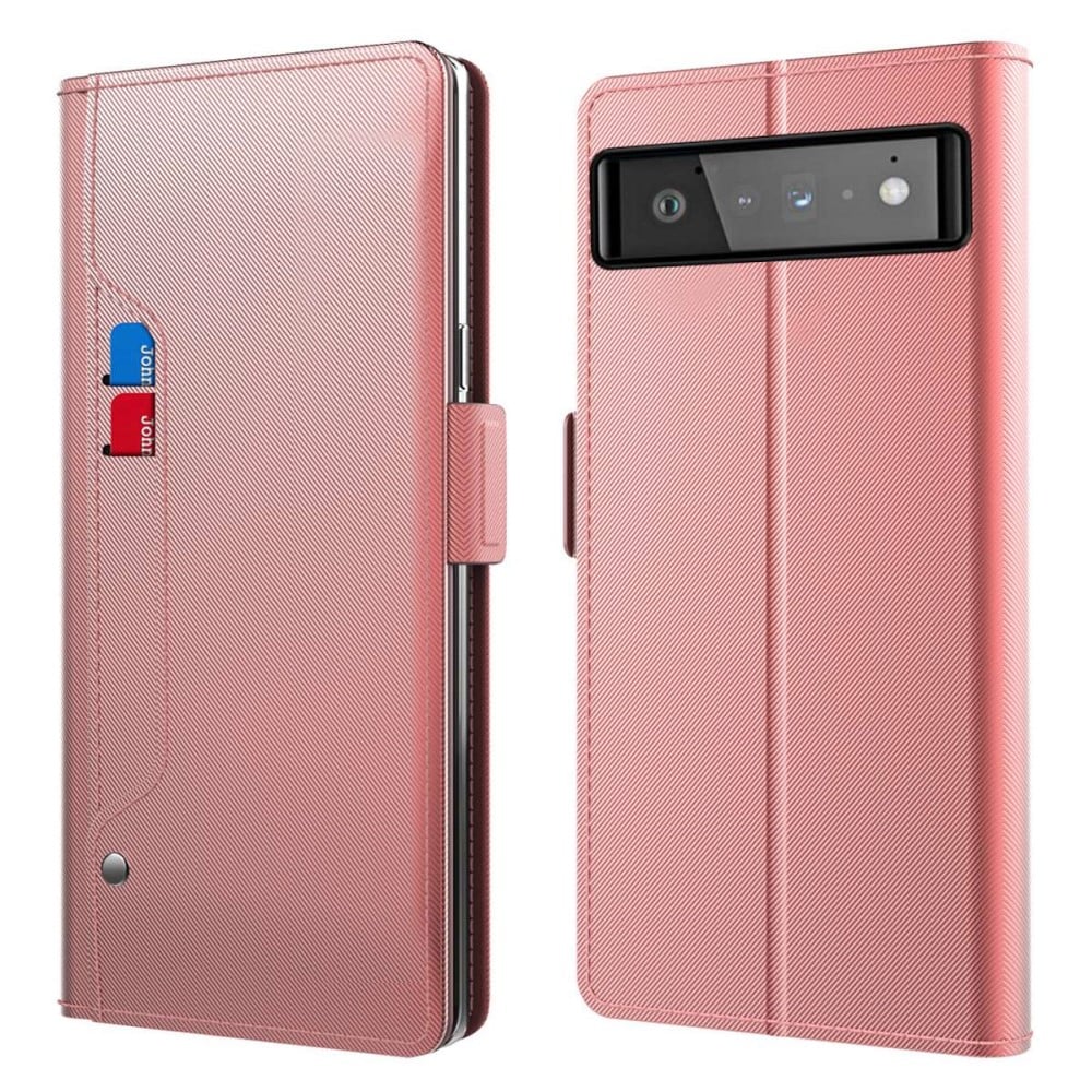 Phone Etui med Make-up Mirror og Slick Design til Google Pixel 6 - Rose Gull