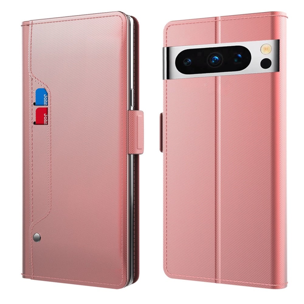 Phone Etui med Make-up Mirror og Slick Design til Google Pixel 8 Pro - Rose Gull