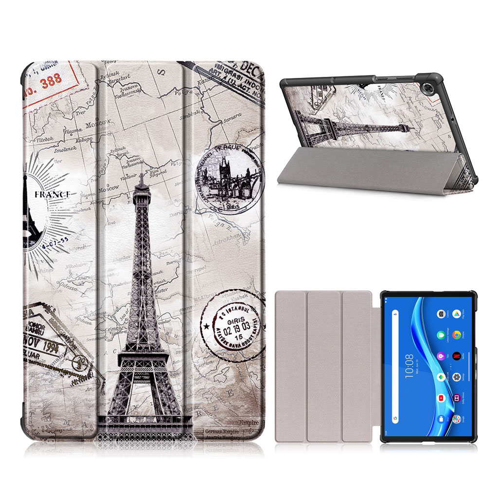 Lenovo Tab M10 FHD Plus Trippelt Mønster Lær Etui - Eiffel Tower