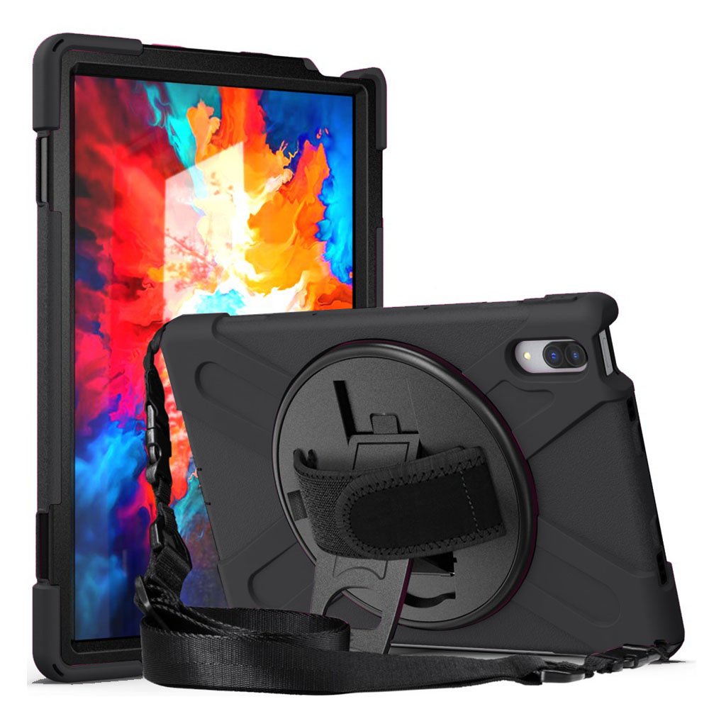 Bilde av 360 Degree Kickstand + Silicone Case With Strap For Lenovo Tab P11 Pro - Black