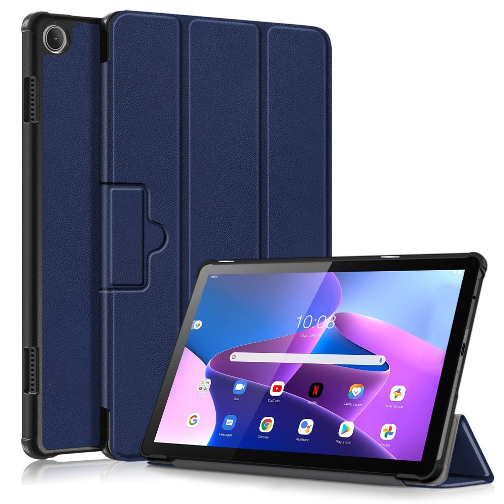 Tri-fold skinnstativveske for Lenovo Tab M10 (Gen 3) - Mørkeblå