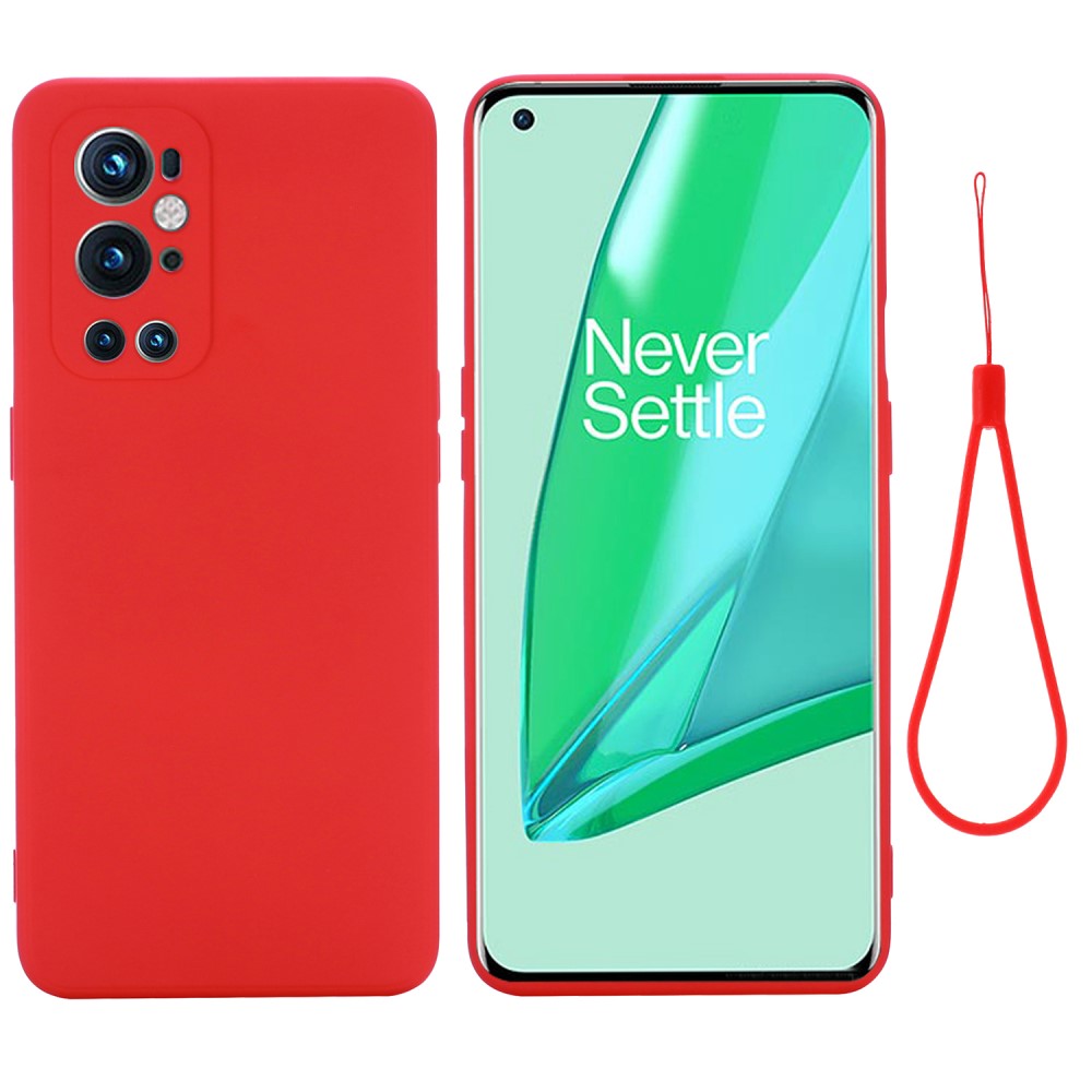 Matt flytende silikondeksel for OnePlus 9 Pro - Rød