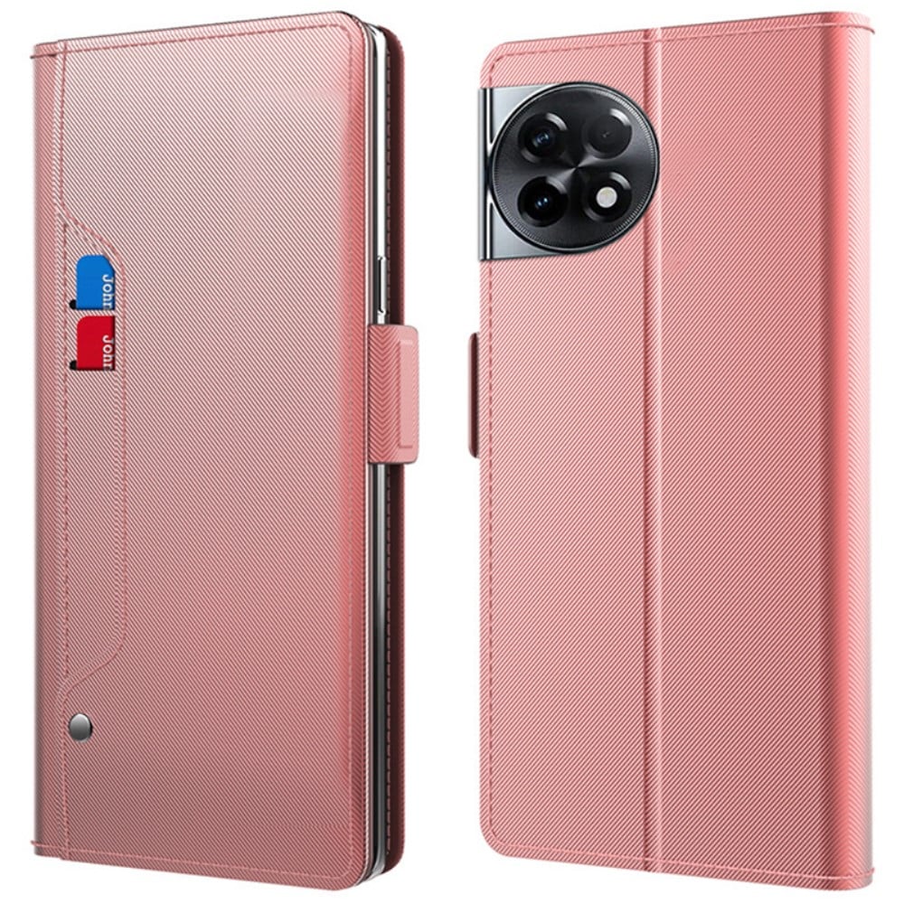 Phone Etui med Make-up Mirror og Slick Design til OnePlus Ace 2 5g / 11R 5g - Rose Gull