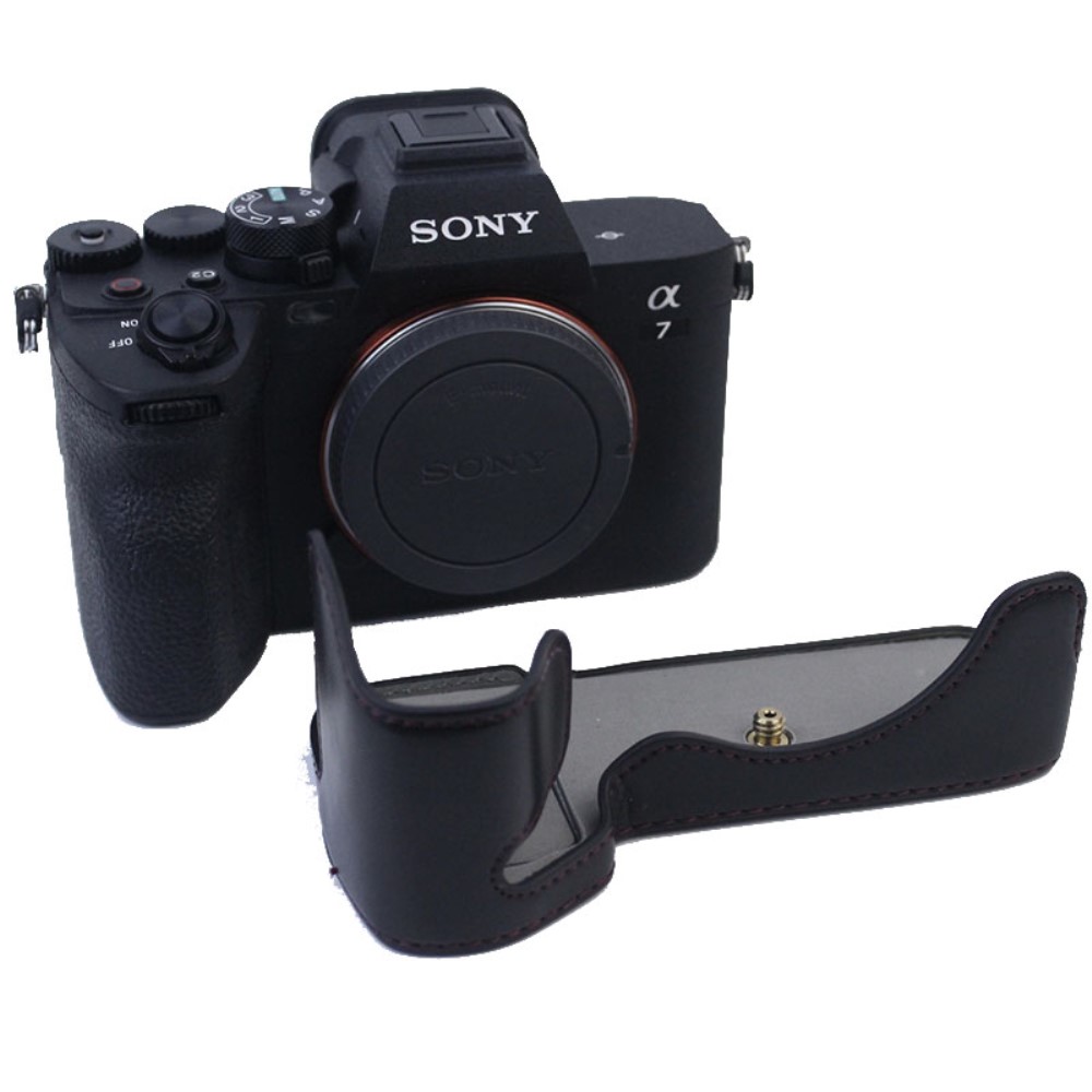 Sony A7S III halvkropps PU-skinnveske - Svart