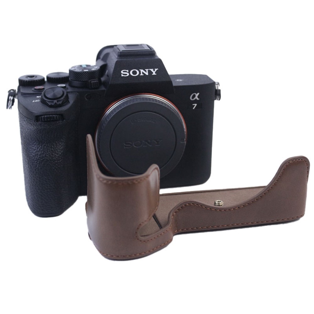 Sony A7S III halvkropps PU-skinnveske - Kaffe