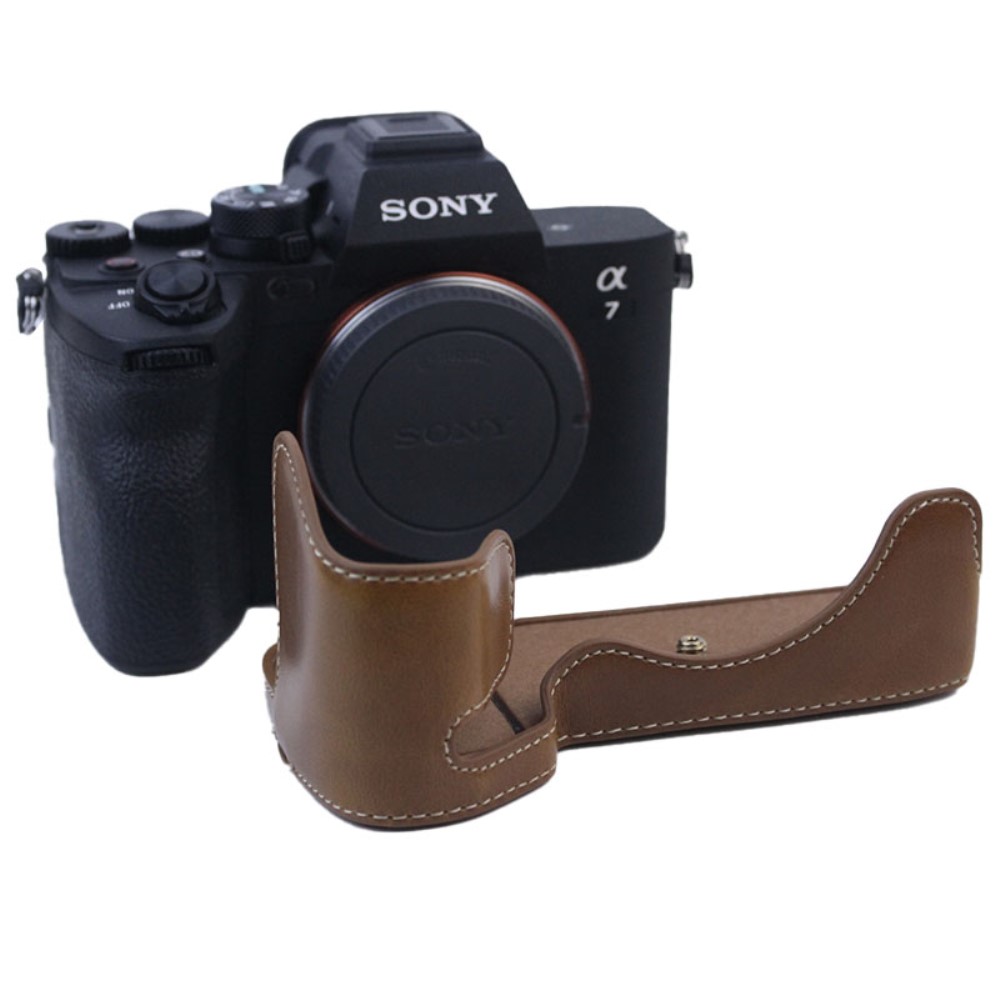 Sony A7S III halvkropps PU-skinnveske - Brun