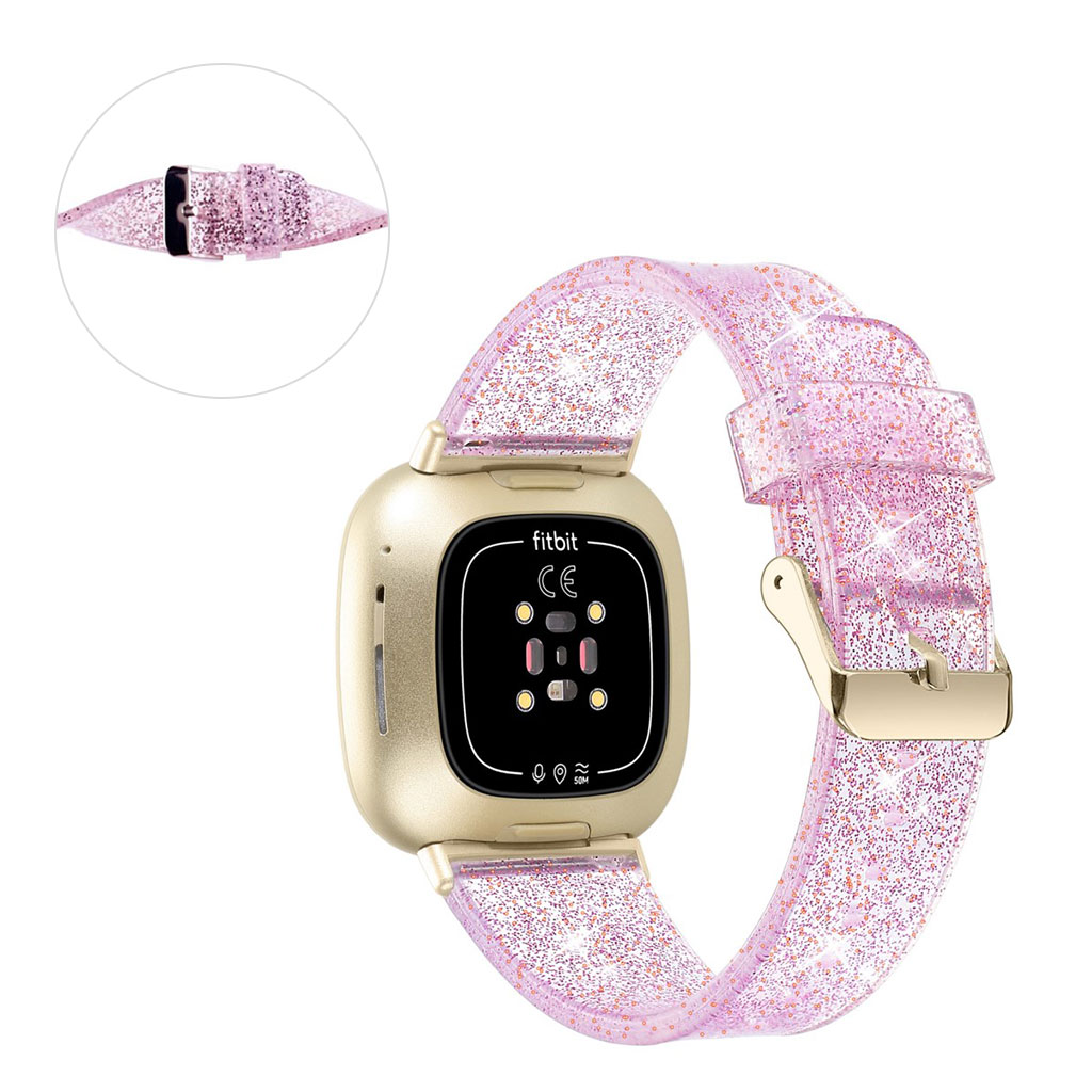 Fitbit Sense / Versa 3 glitrende TPU-klokkerem i pulverform - Rose