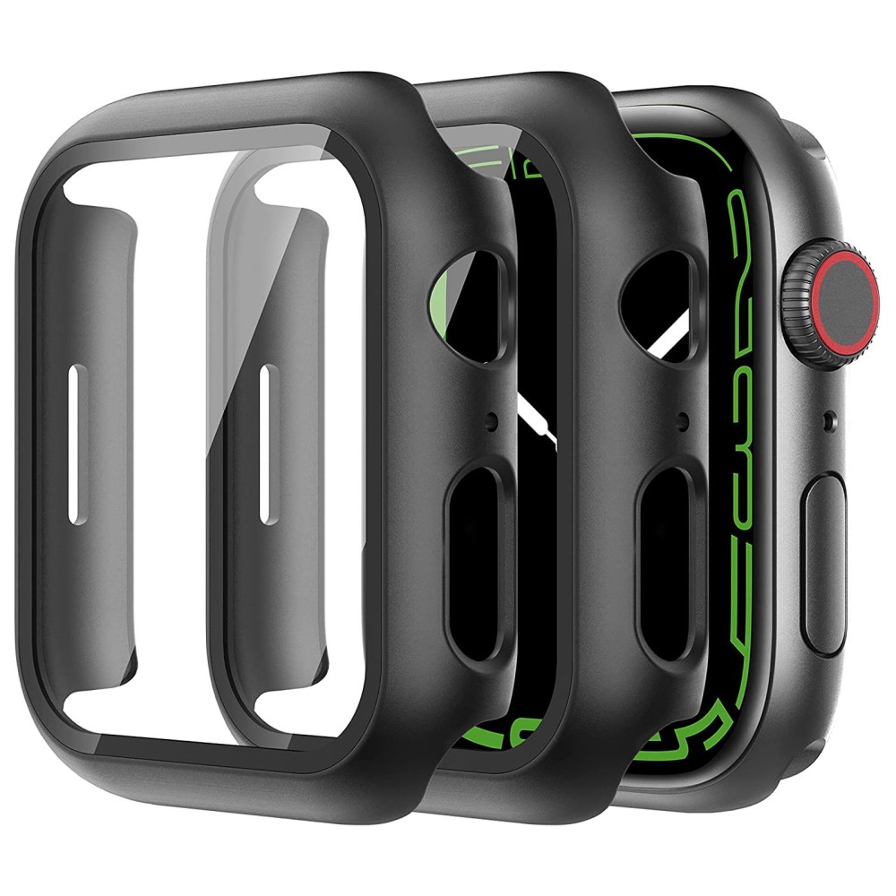 2 stk Apple Watch (45 mm) deksel med herdet glass - Svart