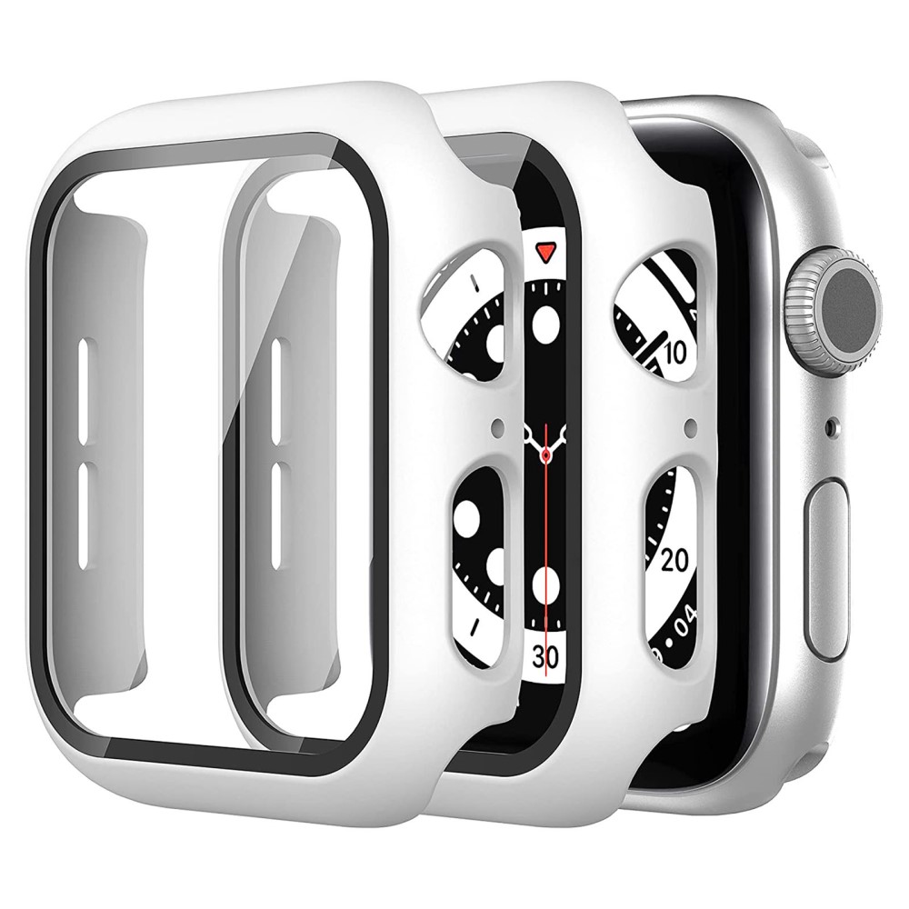 2 stk Apple Watch (45 mm) deksel med herdet glass - Hvit