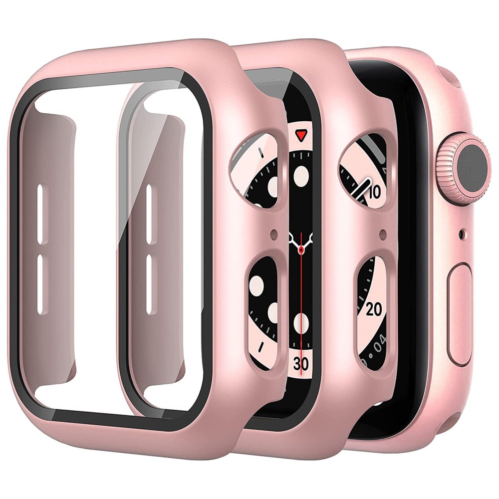 2 stk Apple Watch (45 mm) deksel med herdet glass - Rose Gull