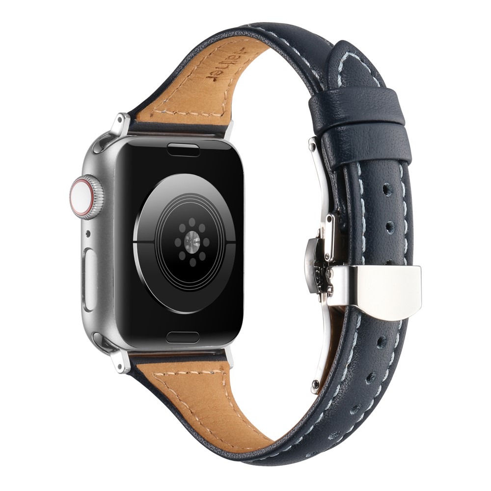 Apple Watch Series 8 (45 mm) / Watch Ultra Genuine Cow skinnrem - Midnattsblå