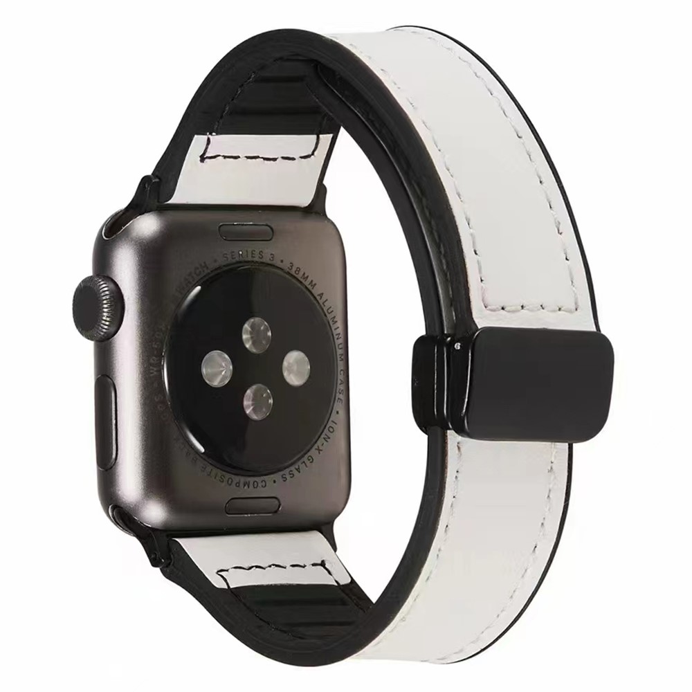 Apple Watch Series 9 45 mm / Ultra 2 lær- og silikonrem - Hvit