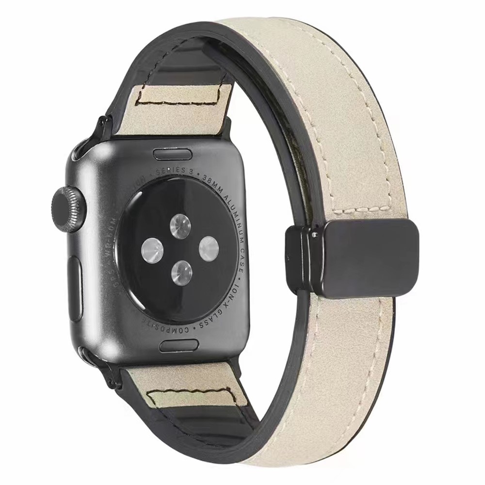 Apple Watch Series 9 45 mm / Ultra 2 lær- og silikonrem - Beige