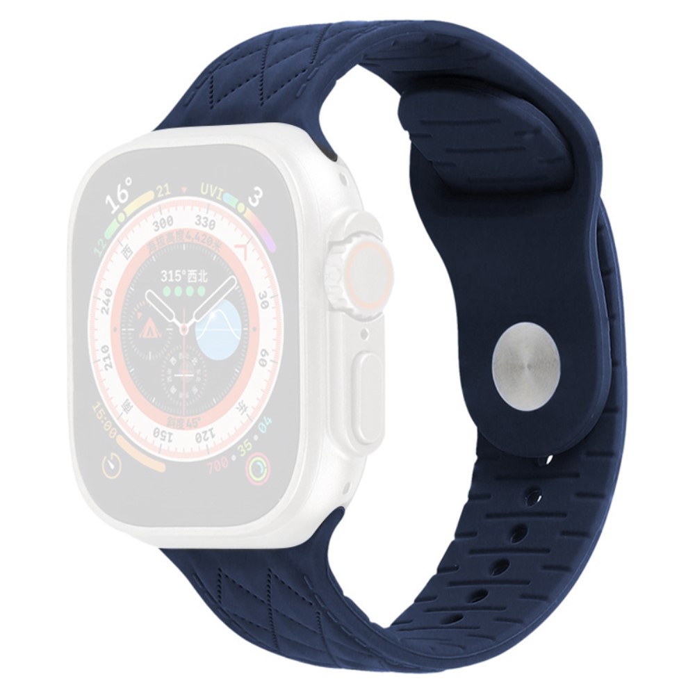 Apple Watch Series 9 45 mm / Ultra 2 teksturert silikonrem - Midnattsblå