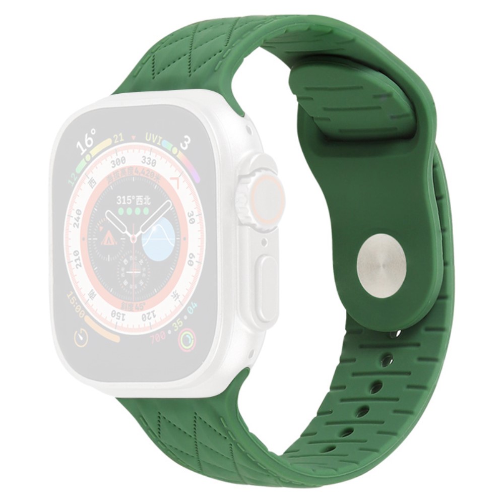 Apple Watch Series 9 45 mm / Ultra 2 teksturert silikonrem - Militærgrønn