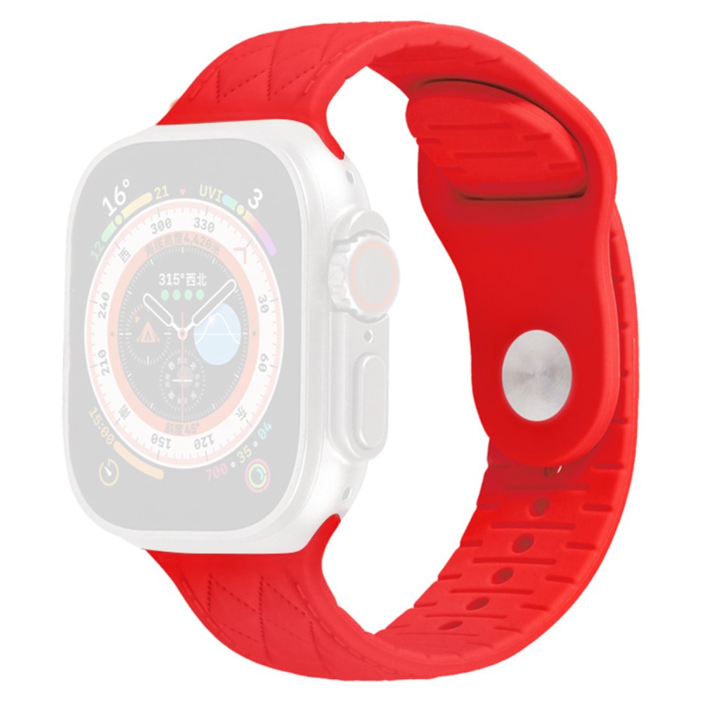 Apple Watch Series 9 45 mm / Ultra 2 teksturert silikonrem - Rød