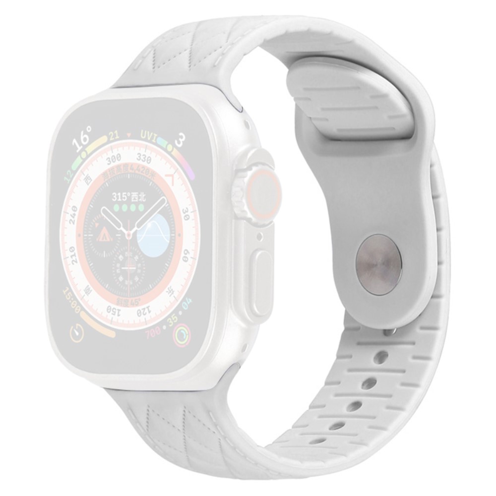 Apple Watch Series 9 45 mm / Ultra 2 teksturert silikonrem - Hvit