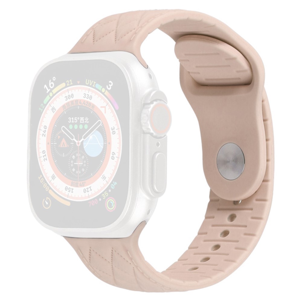 Apple Watch Series 9 45 mm / Ultra 2 teksturert silikonrem - Rosa