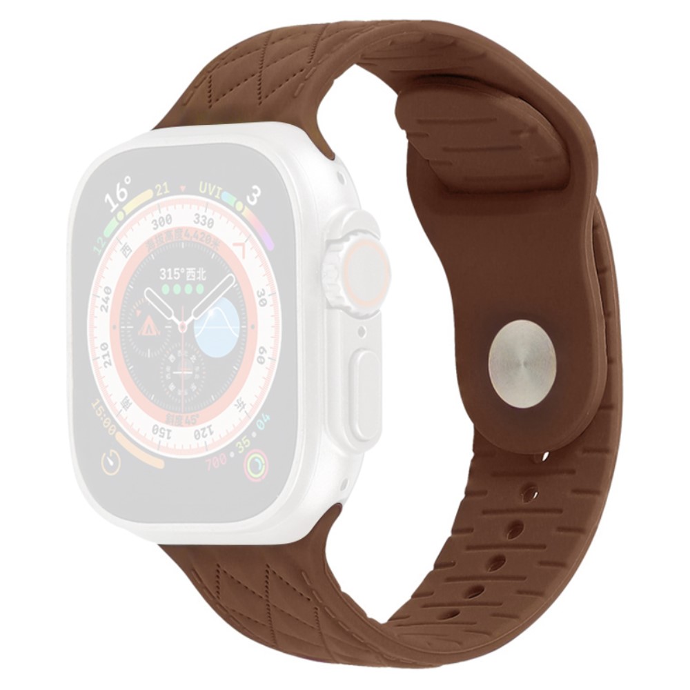 Apple Watch Series 9 45 mm / Ultra 2 teksturert silikonrem - Brun