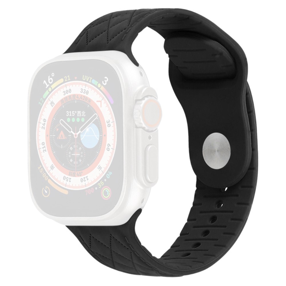 Apple Watch Series 9 45 mm / Ultra 2 teksturert silikonrem - Svart