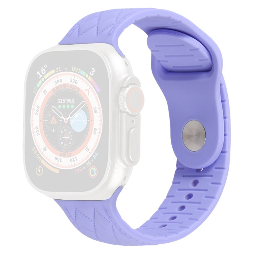 Apple Watch Series 9 45 mm / Ultra 2 teksturert silikonrem - Lilla