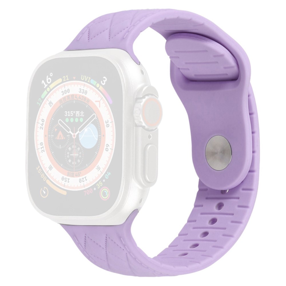 Apple Watch Series 9 45 mm / Ultra 2 teksturert silikonrem - Lyselilla