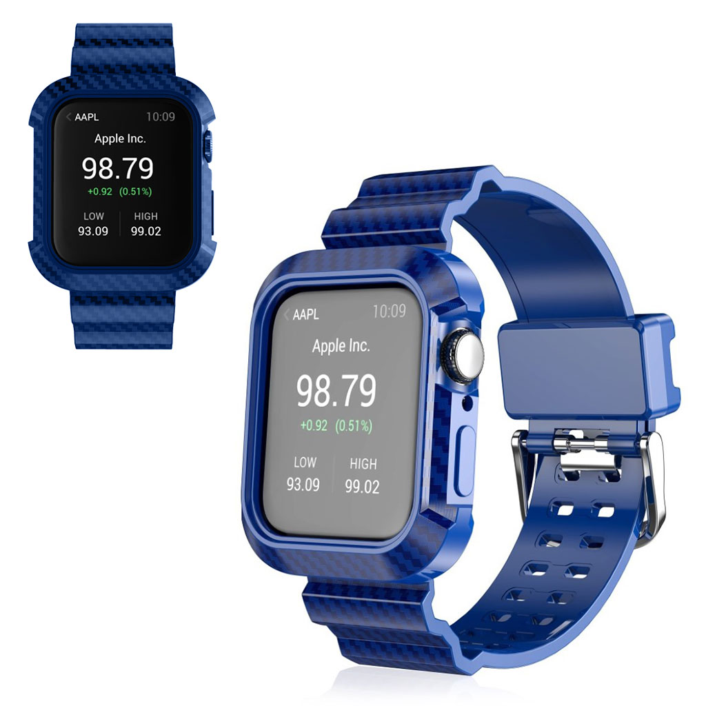 Bilde av Apple Watch Series 5 / 4 44mm Carbon Fiber Silicone Watch Band - Blue