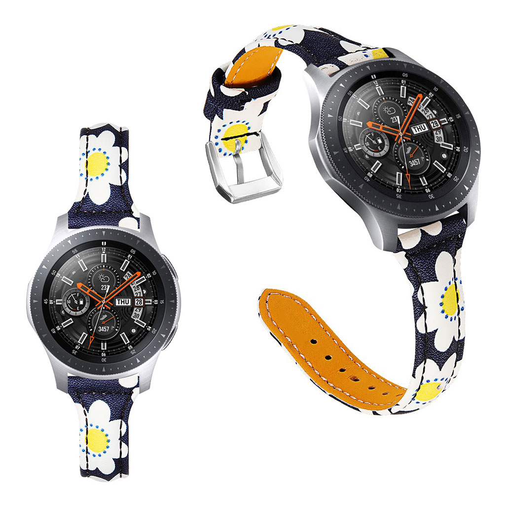 Samsung Gear S3 Classic / Frontier Blomst Ekte Skinn Klokke Armbånd - Hvit Daisy