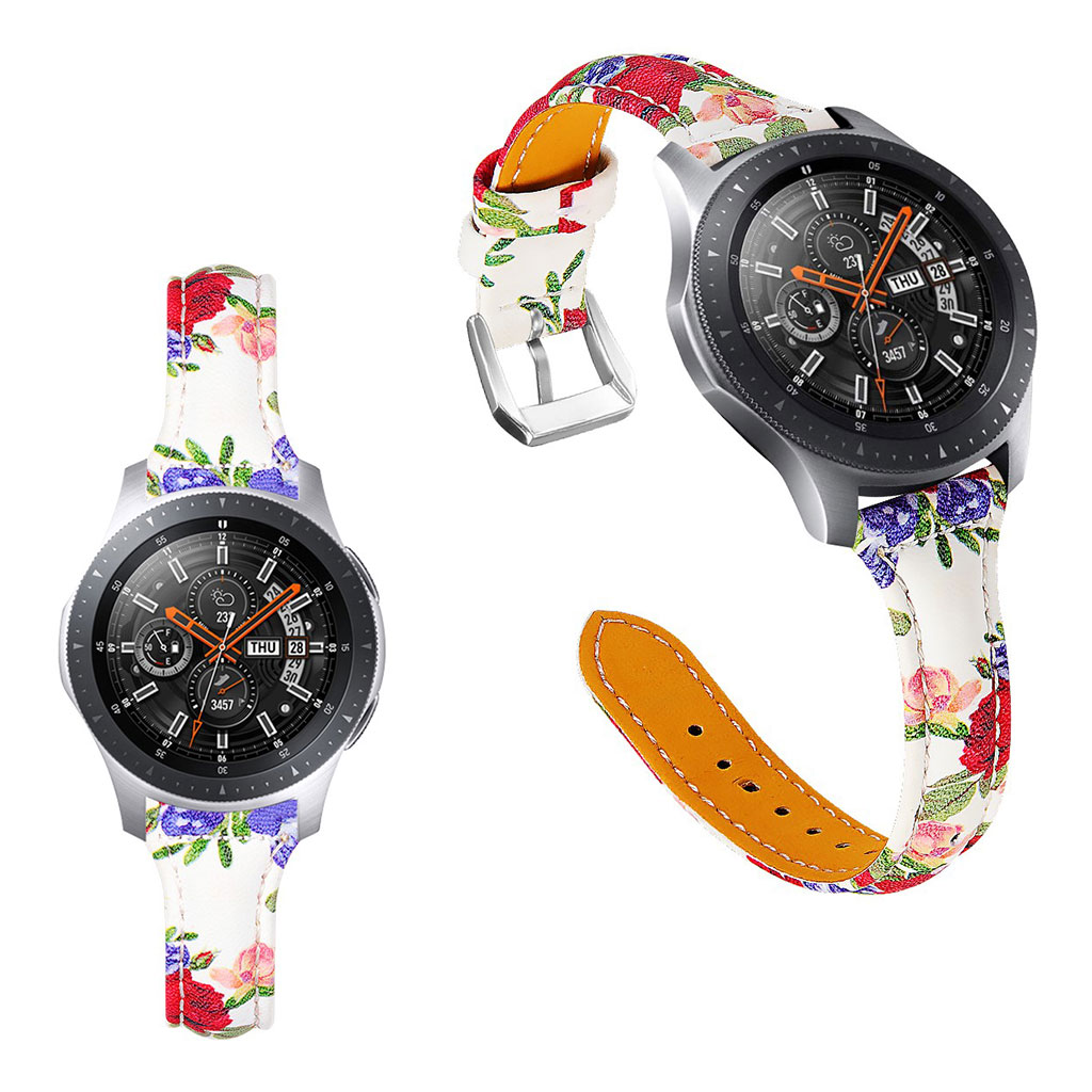 Bilde av Samsung Gear S3 Classic / Frontier Blomst Ekte Skinn Klokke Armbånd - Fargerik Blomst