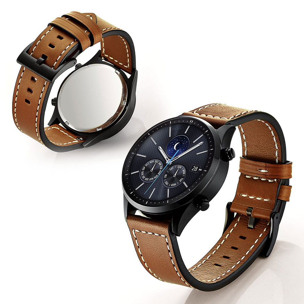 Samsung Gear S3 / Frontier holdbar ekte skinn klokkereim - Dark Brun