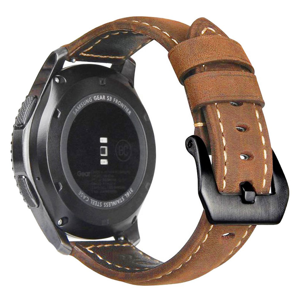 Samsung Gear S3 Frontier / S3 Classic Ekte Skinn Klokke Armbånd - Khaki / Svart Spenne