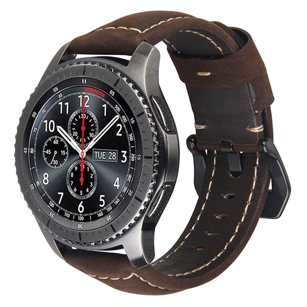 Samsung Gear S3 Frontier / S3 Classic Ekte Skinn Klokke Armbånd - Brun / Svart Spenne