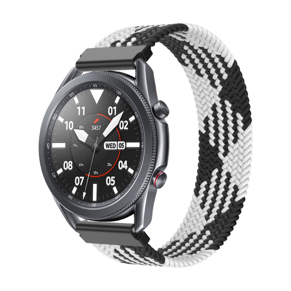 Samsung Galaxy Watch 3 (45 mm) elastisk klokkerem i nylon - Svart / Hvit Størrelse: S