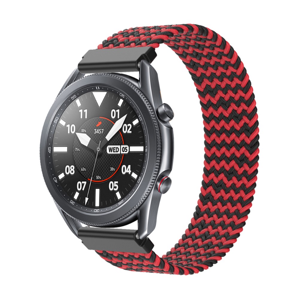 Samsung Galaxy Watch 3 (45 mm) elastisk klokkerem i nylon - W-Formet Svart / Rød Størrelse: S