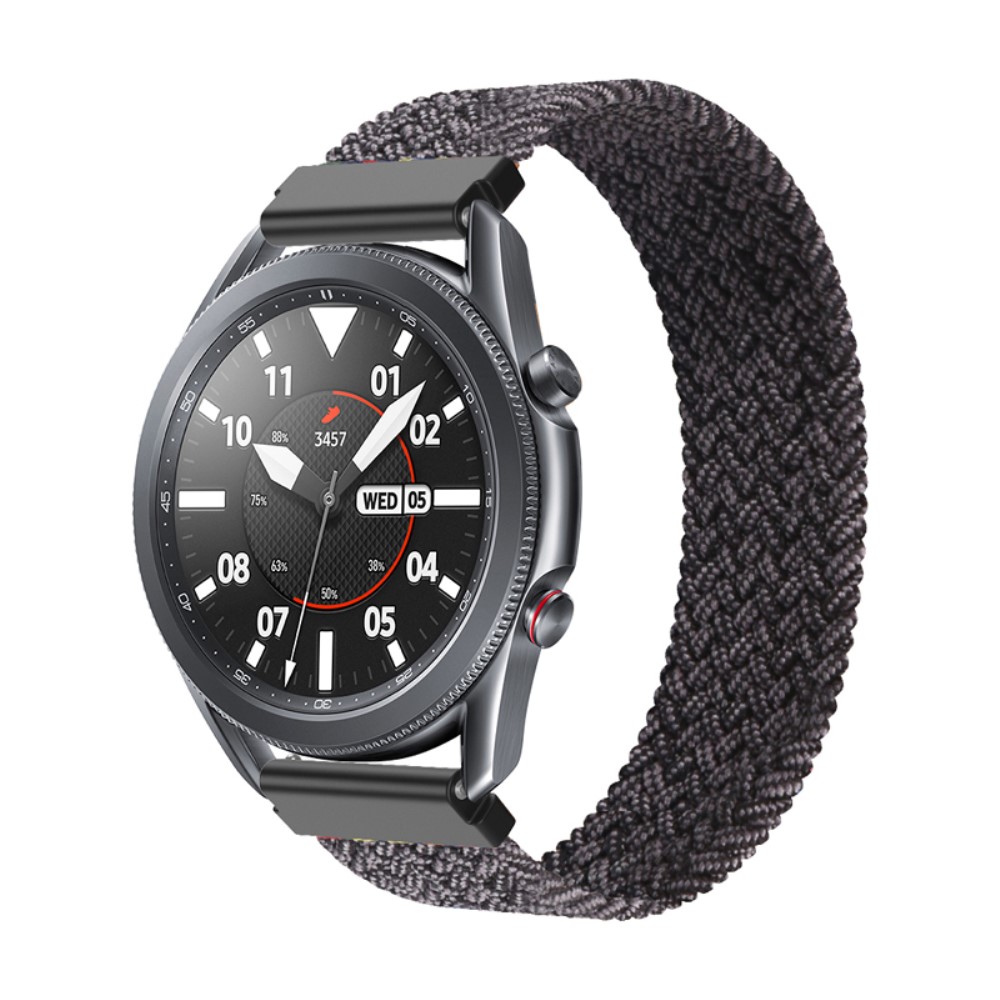 Samsung Galaxy Watch 3 (45 mm) elastisk klokkerem i nylon - Metallisk Svart Størrelse: S