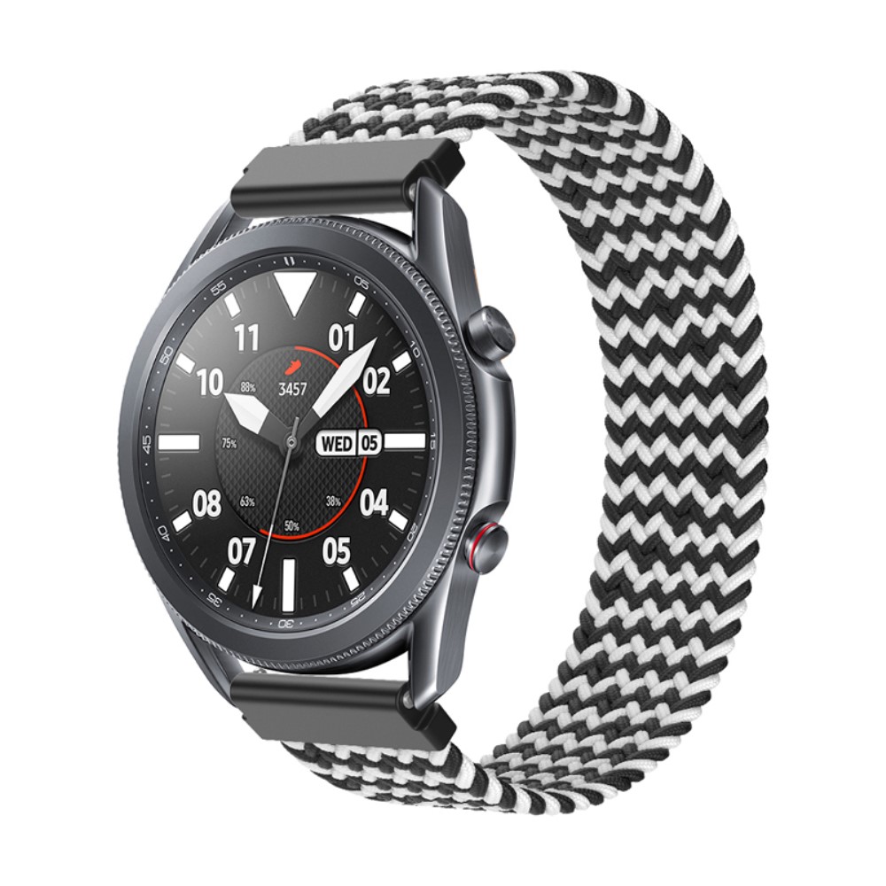 Samsung Galaxy Watch 3 (45 mm) elastisk klokkerem i nylon - W-Formet Svart / Hvit Størrelse: S