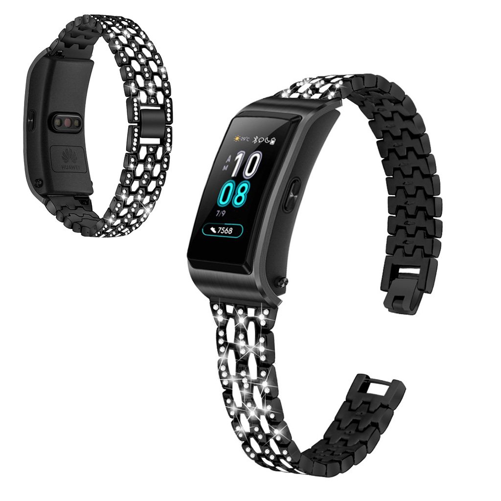 Bilde av Rhinestone Stainless Steel Watch Band For Huawei Talkband B5 - Black / White