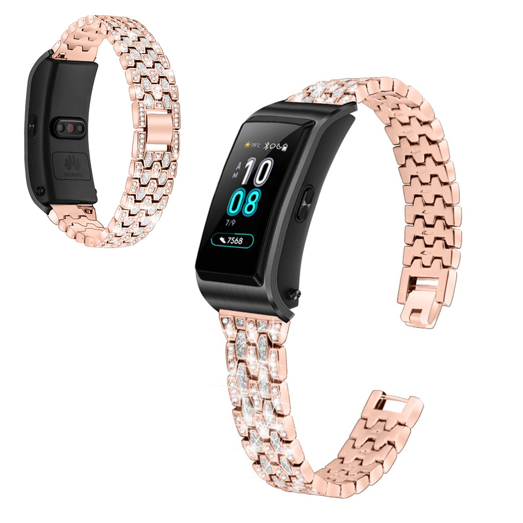 Bilde av Rhinestone Stainless Steel Watch Band For Huawei Talkband B5 - Pink Gold