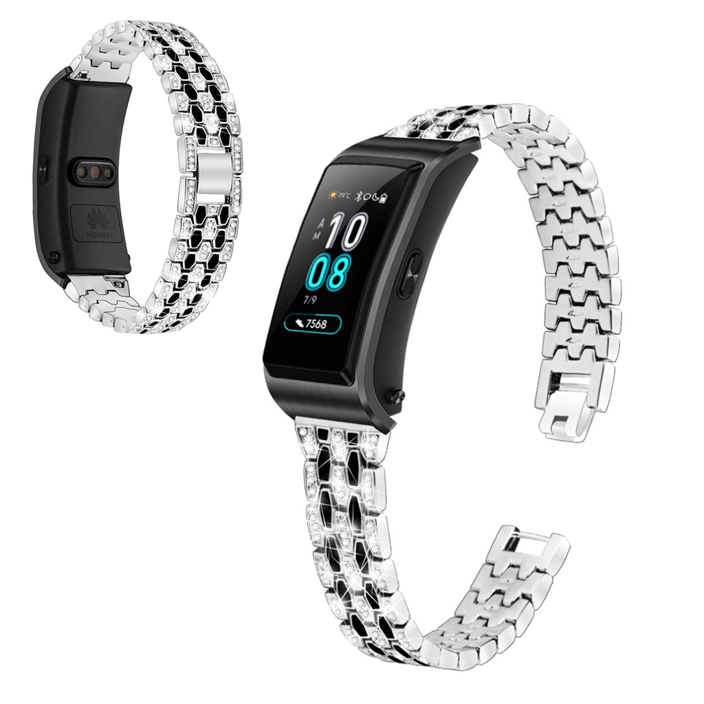 Bilde av Rhinestone Stainless Steel Watch Band For Huawei Talkband B5 - Silver / Black